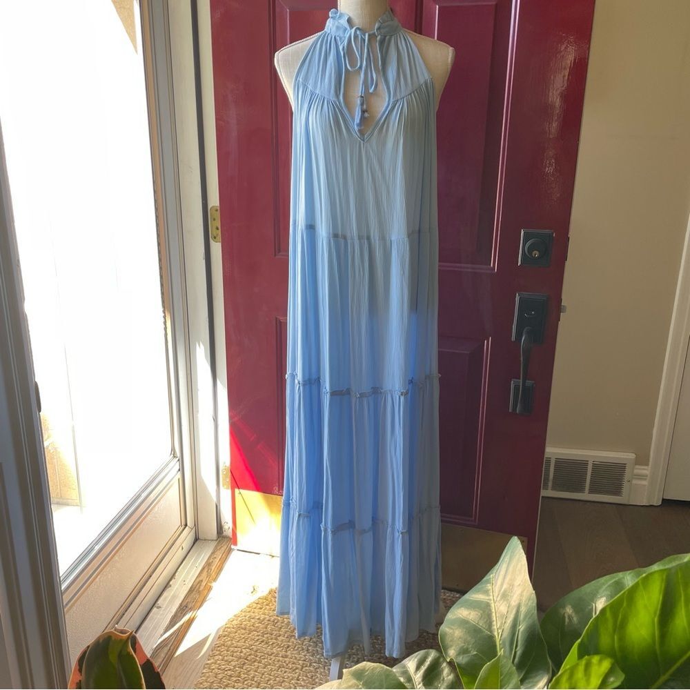 Mira Women's Summer Beach Sleeveless Maxi Dress Pleated Tiered Flowy Sundress